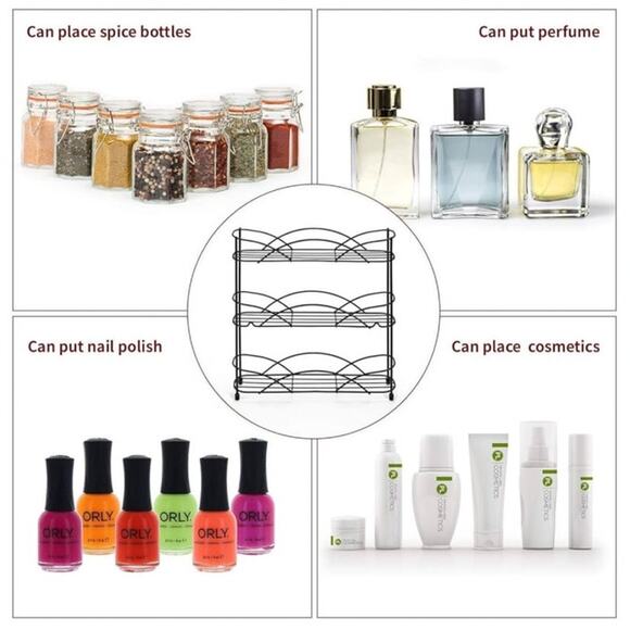 3 Tier Free Standing Kitchen Organization Space Saver Iron Wire Spice Rack - Picture 11 of 11